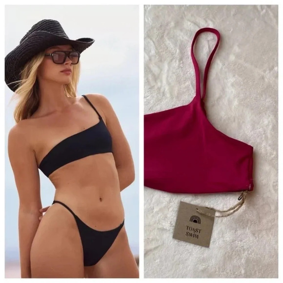 New! Free People x Toast Signature One-Shoulder Bikini top 19817 - Picture 1 of 8